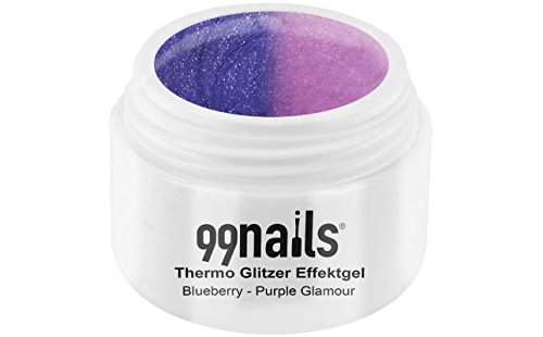 99 Nails térmica purpurina Efecto gel – Blueberry de Purple Glamour, 1er Pack (1 x 5 ml)