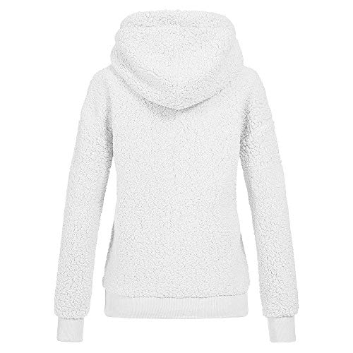 Abrigo De Invierno con Capucha De Las Mujeres Patchwork Chaqueta con Cremallera De Lana Caliente Abrigo De AlgodóN con Capucha Casual Outwear Sudadera con Capucha Deportiva riou (White, S)