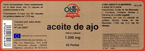 Aceite de ajo 1000 mg. 60 perlas.