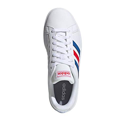 adidas Grand Court Base, Zapatos de Tenis para Hombre, Bianco FTWR White Blue Active Red, 44 EU