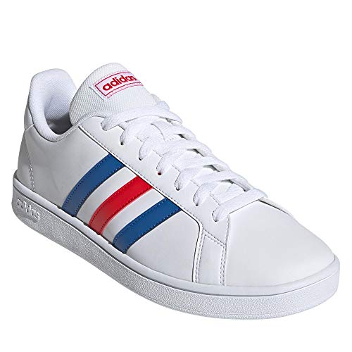 adidas Grand Court Base, Zapatos de Tenis para Hombre, Bianco FTWR White Blue Active Red, 44 EU