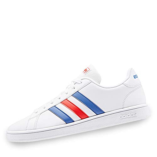 adidas Grand Court Base, Zapatos de Tenis para Hombre, Bianco FTWR White Blue Active Red, 44 EU