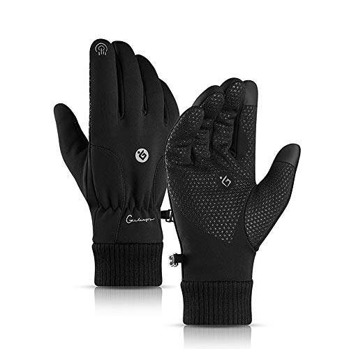 A.docarple Guantes de Invierno, Guantes de Pantalla Táctil, Palma Antideslizante, Forro Vellón Grueso para Clima Frío, Negro