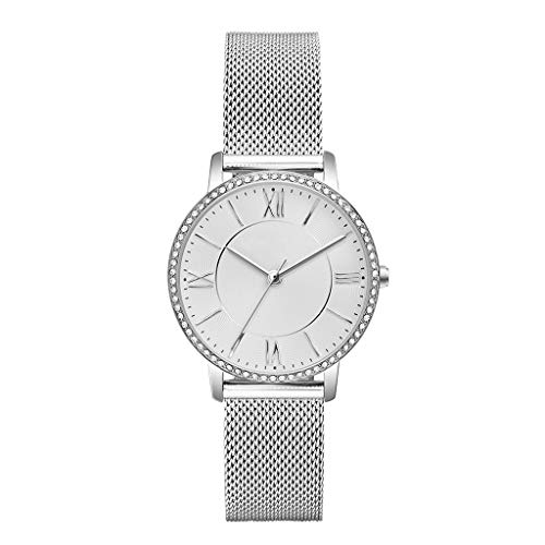 Afairy Reloj del Rhinestone de Las señoras del Reloj del Cuero de los números Romanos del análogo de Cuarzo Impermeable Reloj señoras de la Moda (Color : C)