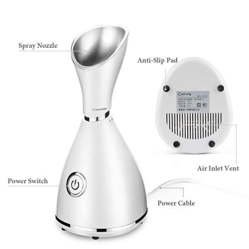 AIJOAIM Vapor Facial, Vaporizador Facial Nano Iónico Actualizado Sauna Facial con Rociador Humectante de Niebla Caliente Poros limpiadores Hidratantes - Blanco