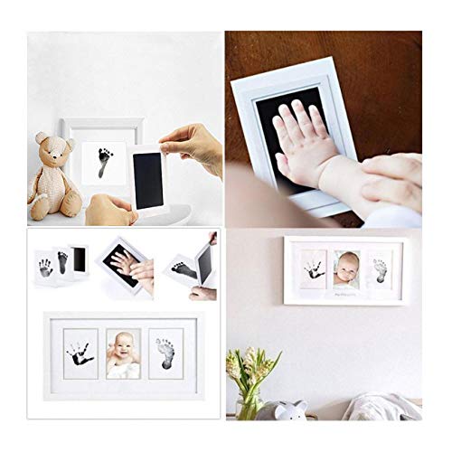 Aikvigss Baby Inkless Pad para menos de 6 meses huellas de bebé Hand prints and Fingerprints Kit con 4 tarjetas de impresión extra Perfect Keep Baby Memory (negro)