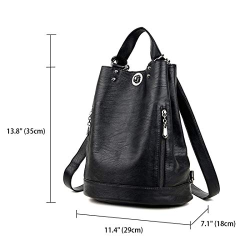 AINUOEY Mujer Bolsos Mochila Vestir Antirobo Pequeña Casual Bandolera Cuero Hombro Piel de PU Fekete