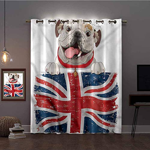 Aishare Store Cortinas opacas para dormitorio, tratamiento de ventanas de 213,4 cm de largo con ojales térmicos, Bulldog Inglés, perro británico, cortinas para oscurecimiento de habitación (2 paneles)