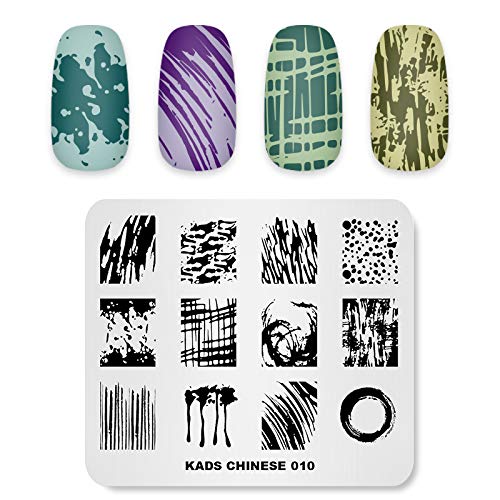 Alexnailart Placa de Estampación de Uñas Estilo chino Tema Imagen Plantillas de Diseño Salpicaduras de tinta Patrón de Graffiti Manicura Impresión DIY Nail Art Herramientas