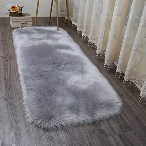 Alfombra de imitación de piel de cordero, artificial Alfombra, excelente piel sintética de calidad alfombra de lana ，Adecuado para salón dormitorio baño sofá silla cojín (Gris, 75x120cm)