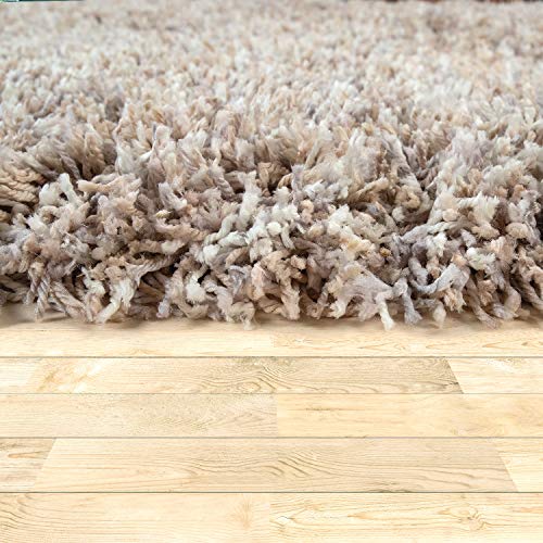 Alfombra Salón Beige Pelo Largo Shaggy Hilo Multicolor Suave Mullida Robusta, tamaño:120x170 cm