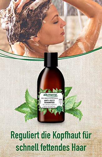 alkmene Champú antigrasa con ortiga orgánica - champú para cabello graso - champú vegano sin silicona, parabenos, aceite mineral, SLS & SLES - cuidado del cabello (1x 250 ml)