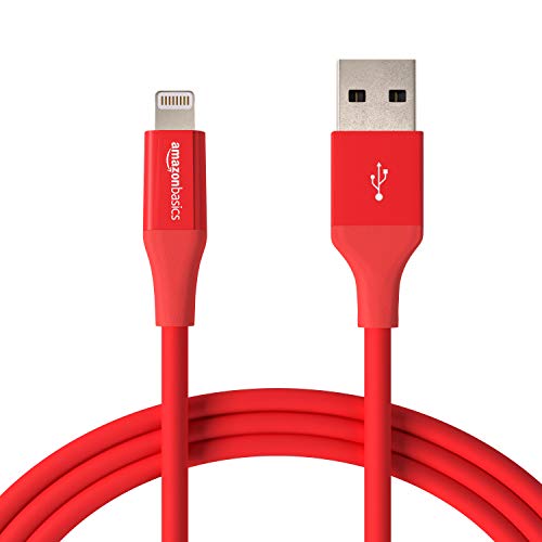 AmazonBasics - Cable de conector Lightning a USB A para iPhone y iPad - 1,8 m - 1 unidad, Rojo