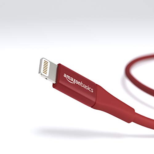 AmazonBasics - Cable USB A con conector Lightning, colección premium, 0,9 m, Pack de 1 - Rojo