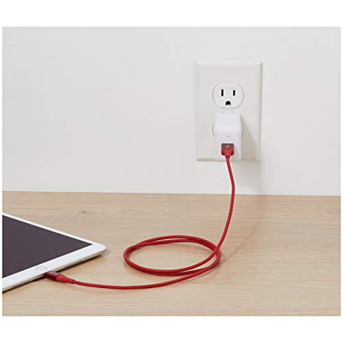 AmazonBasics - Cable USB A con conector Lightning, colección premium, 0,9 m, Pack de 1 - Rojo