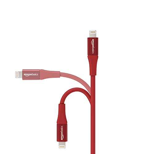 AmazonBasics - Cable USB A con conector Lightning, colección premium, 0,9 m, Pack de 1 - Rojo