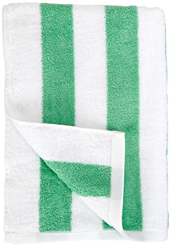 AmazonBasics - Toalla de playa, de rayas Cabana, color verde, pack de 1