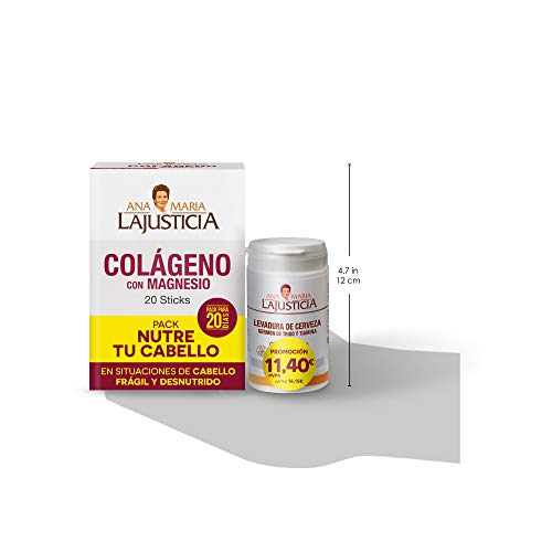 Ana Maria Lajusticia – Pack NUTRE TU CABELLO – Colágeno con Magnesio y Levadura de cerveza con germen de trigo y tiamina. Aportar los nutrientes que tu cabello necesita para mantenerse fuerte y sano.