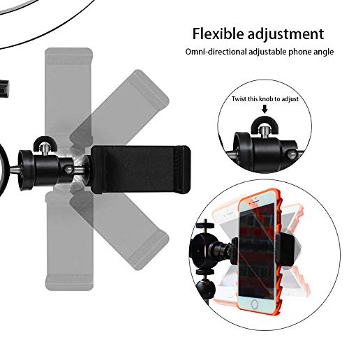 Anillo de luz de 6"con Soporte para trípode y Soporte para Clip de teléfono para cámara de Escritorio de Video de Youtube Luz de Anillo led para transmisión de Maquillaje para Belleza Blog