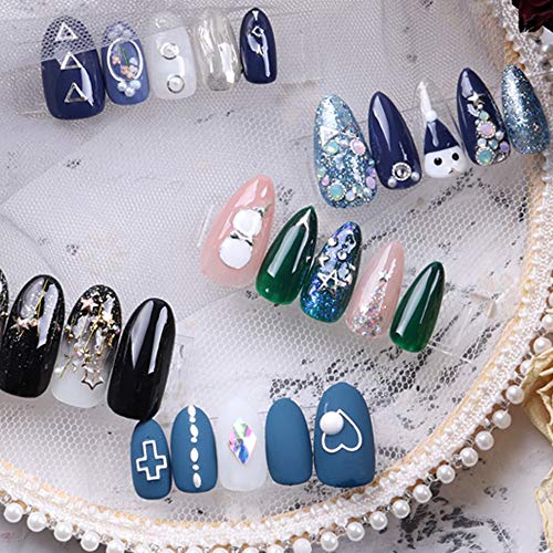 Anjing 180 Cápsulas 3D Remaches de Uñas Metal Remache Nail Art Metal Patch Millet Grain Triangle Nail Decoraciones