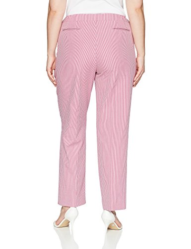 Anne Klein Plus Seersucker Slim Pant Pantalones de Vestir, Orquídea/Óptica Blanco, 48 para Mujer