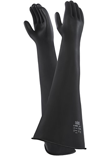 Ansell Emperor ME107 Guantes Químicos de Látex, Guante de Caucho natural, Protección para uso en los sectores mecánico y químico, Nero, Tamaño 10.5 (1 par)