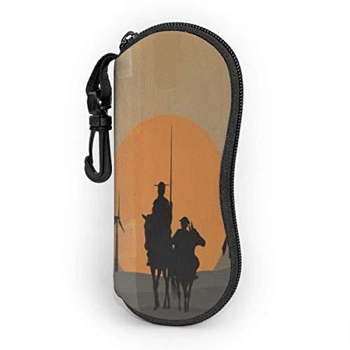 AOOEDM Estuche para gafas suave con mosquetón, Estuche para gafas de sol portátil Quijote De La Mancha Cervantes Español