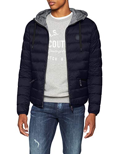 Armani Exchange Hooded Puffer Jacket Chaqueta, Azul (Navy/Melange Grey Bc 5578), Large para Hombre