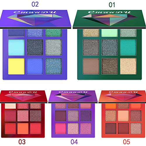 ARTIFUN Paleta de sombras de ojos, Matte Smoky Shimmer Glitter Eyeshadow 9 Colores Maquillaje Impermeable Paleta Cosméticos