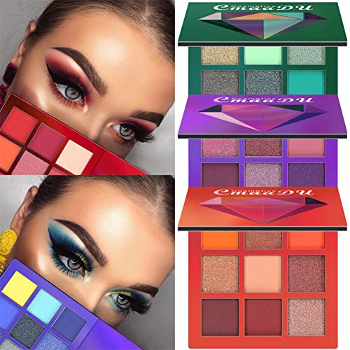 ARTIFUN Paleta de sombras de ojos, Matte Smoky Shimmer Glitter Eyeshadow 9 Colores Maquillaje Impermeable Paleta Cosméticos