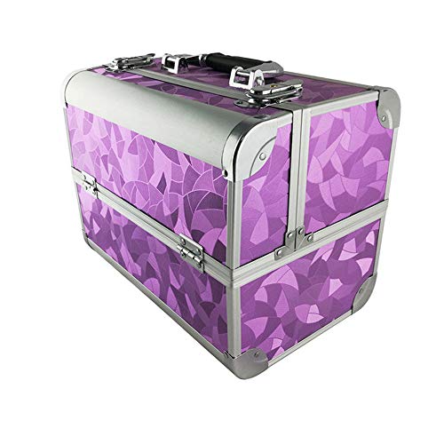 AUFUN Beauty Case Maletín para Maquillaje con 2 Cerraduras Estuche de Aluminio 320 * 210 * 260mm, Estuche de Cosméticos - 17L, Morado