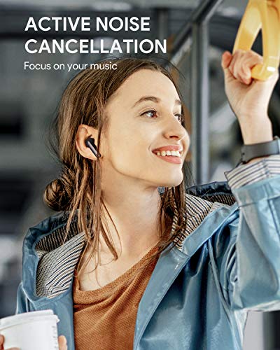 AUKEY Auriculares Bluetooth 5 con Cancelación Activa De Ruido, 4 Micrófonos, 35 Horas y Carga Rápida USB-C, IPX5 Impermeable Auriculares Inalámbricos para iPhone y Android