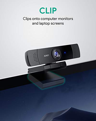 AUKEY Webcam 1080P Full HD con Micrófono Estéreo, Cámara Web para Video Chat y Grabación, Compatible con Windows, Mac y Android (negro)