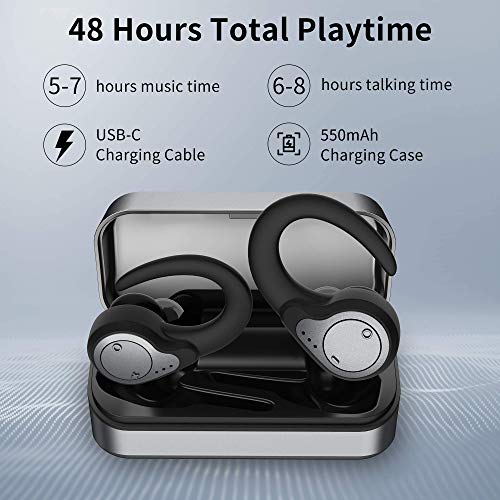 Auriculares Inalámbricos Bluetooth 5.0, Deportivos Auriculares In-Ear Impermeable IPX7 8 + 40H Tiempo de Juego CVC8.0 Sonido Estéreo con Mic y Type-C Estuche de Carga para iPhone Android