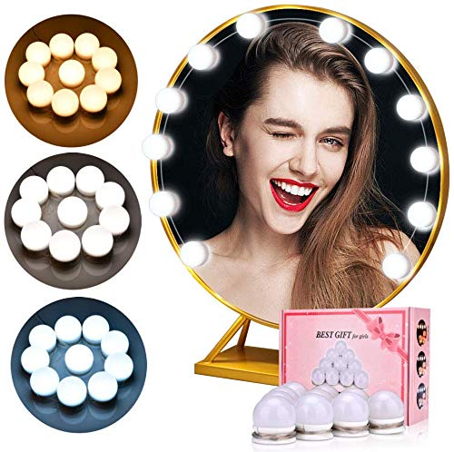 AUSHEN Luces de Espejo de Tocador LED Kit 10 Bombillas Regulables Luces Para Maquillaje Hollywood Espejo de Maquillaje Lámpara Para Maquillaje Tabla de Aparador Baño Navidad Regalos Acción de Gracias