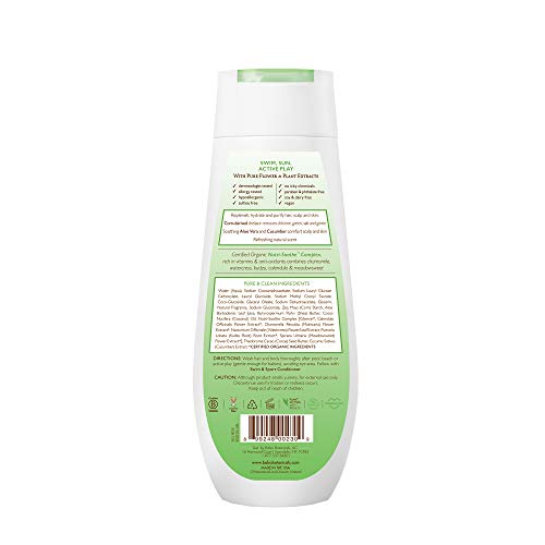 Babo Botanicals Swim & Sport Shampoo & Wash, Pepino Aloe Vera, 8fl.oz. - Mejor champú nadador; Elimina el cloro, purifica e hidrata; Mejor champú nadador; Aloe Vera orgánico