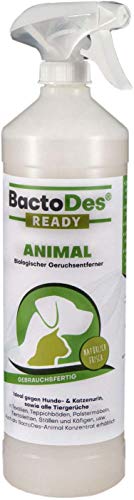 BactoDes Animal Ready – Eliminador de olores en espray, Listo para Usar, Limpiador enzimático contra la orina de Gatos, orina de Perros, olores de Animales