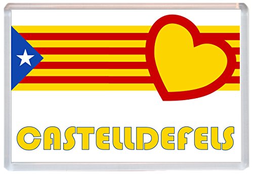 Baked Bean Store Castelldefels – Bandera de Cataluña/Cataluña – Jumbo imán para Nevera de Regalo/Recuerdo/Presente