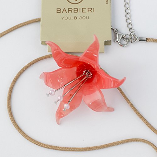 Barbieri YOU, B'JOU Designer Joyas Larga Collar Mujer con Cadena Colgante Flor (46 cm) en Rosa Degradado, Cadena con Cierre, Verano, Regalo Idea para Mujeres, Bisutería Cadena Largo, Flores