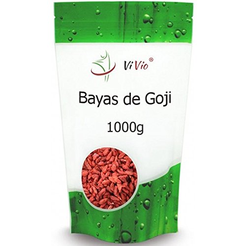 Bayas de Goji Deshidratadas Vivio, 1 kg. Nutritivas y Deliciosas. Perfecta Conservación gracias a su Paquete Hermético.