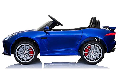 BC BABY COCHES Jaguar F-Type SVR Coche eléctrico para niños con batería 12v, Mando Control Remoto teledirigido para Padres, Licencia Oficial, asa de Transporte y Maletero. (Azul)