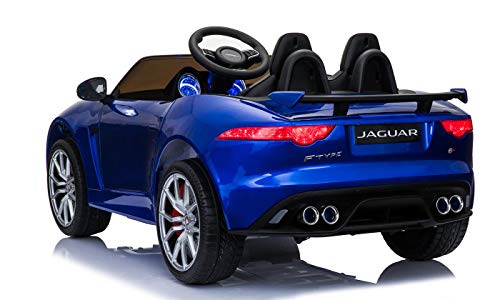 BC BABY COCHES Jaguar F-Type SVR Coche eléctrico para niños con batería 12v, Mando Control Remoto teledirigido para Padres, Licencia Oficial, asa de Transporte y Maletero. (Azul)