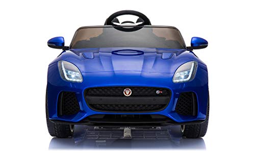 BC BABY COCHES Jaguar F-Type SVR Coche eléctrico para niños con batería 12v, Mando Control Remoto teledirigido para Padres, Licencia Oficial, asa de Transporte y Maletero. (Azul)