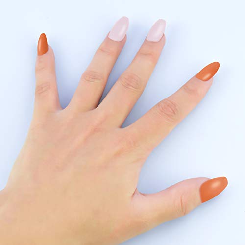 Beashine uñas Falsas, 24 Uñas postizas, Falso uñas Consejos Corto Medium Completo Cover Opaque Natural acrílico uñas postizas para uñas de estética y, French Manicure False Nails DIY Art(T6)