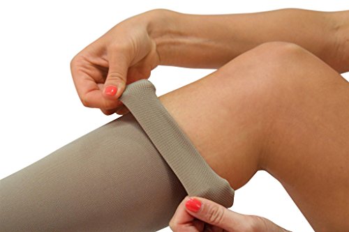 ®Befit24 Calcetines de Compresión (23-32 mmHg, 120 Denieres, Clase 2) sin Puntera para Hombre y Mujer - Medias de Compresion para Varices, Embarazo y Circulación [ Size 3 - Long: A - Beige ]