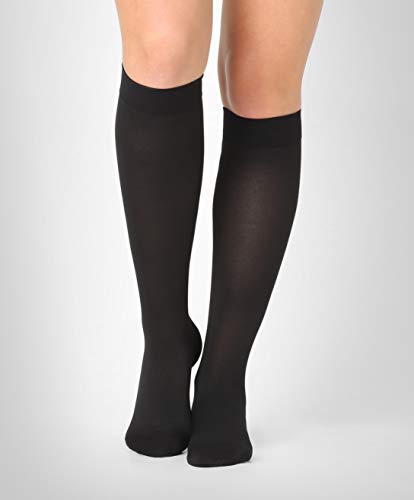 ®BeFit24 Calcetines de Compresión Gradual (23-32 mmHg, 120 Denieres, Clase 2) para Hombres y Mujeres - Ideal Medias de Compresion para Edema, Varices, Embarazo - [ Size 4 - Short: A - Negro ]