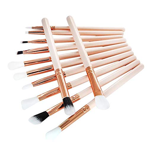 Beito 12PCS Pro Kit de pinceaux de maquillage Kit de pinceau correcteur d'ombres à paupières Yeux à poils doux pinceau cosmétique Applicateur de fard à paupières pour les yeux (Rose)