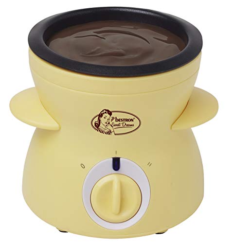 Bestron Sweet Dreams Fondue de Chocolate con Diseño Retro, 25 W, 0.3 litros, Plástico, Amarillo