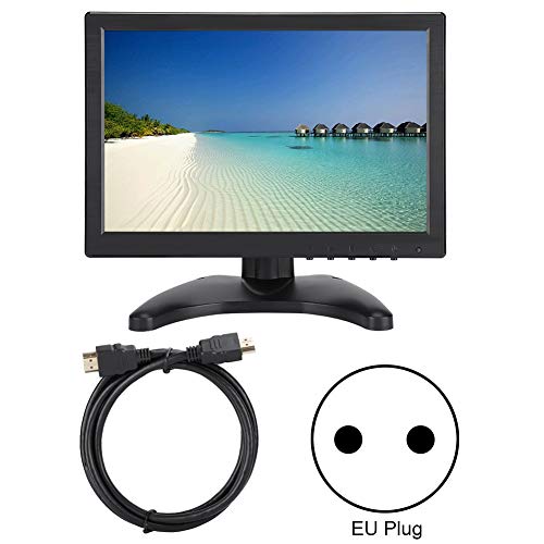 Bewinner 10.1 Pulgadas Monitor LCD 16:10 Monitor de Juegos Full HD con Soporte de Monitor Soporte HDMI/VGA/AV/BNC Entrada de Video 1920 * 1200 Resolución Ultra Alta(EU)