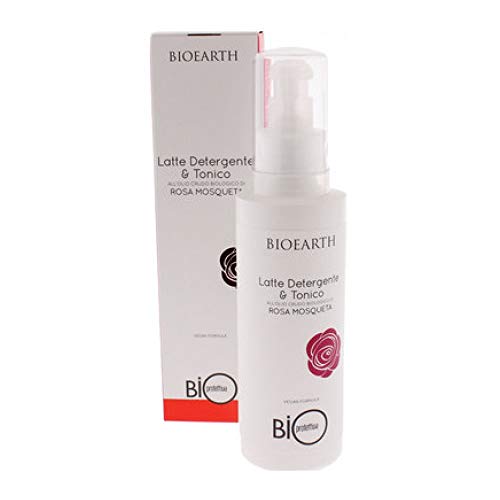 BIOEARTH Leche BioProtective 2en1 - Limpia, Tonifica, Hidrata y Desmaquilla - Rica Formulación Botánica - Aceite de Rosa Mosqueta, Arnica y Alantoína - Certificación Orgánica y Vegana - Botella 200ml